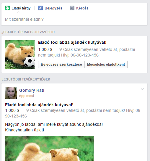 facebook csoport termék eladása funkció 5