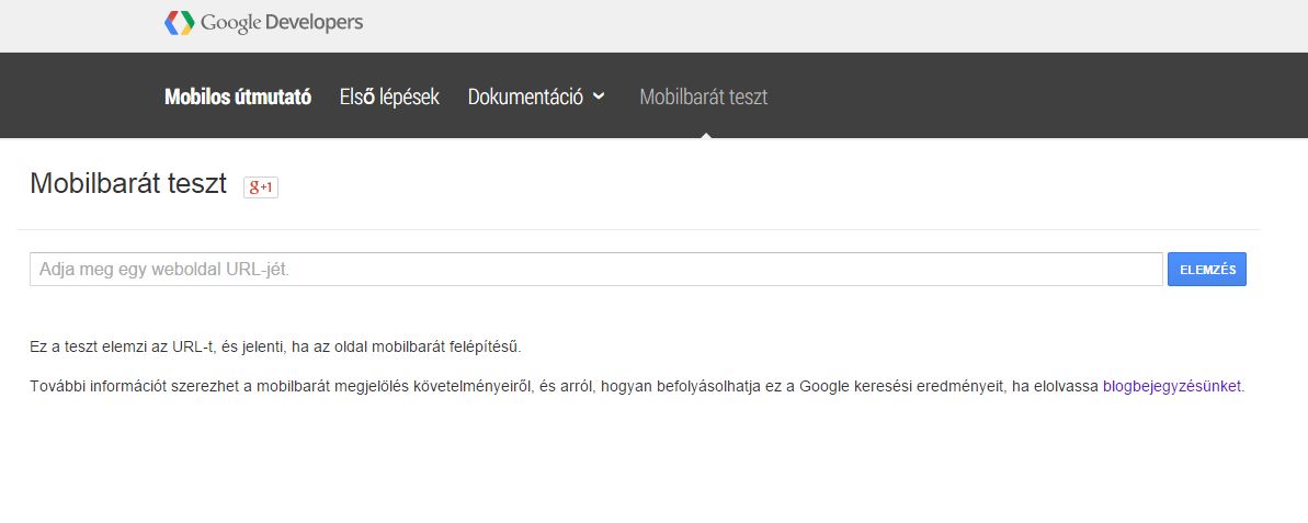 google developers mobilbarát teszt weboldal